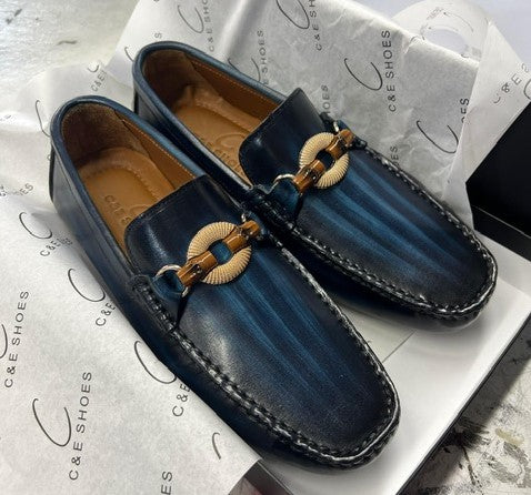 C Collection Calfskin Leather Belt - Blue