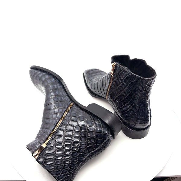 Maurice Custom Alligator Horse Heels Collab With Mr. Lewis - Dark Gray
