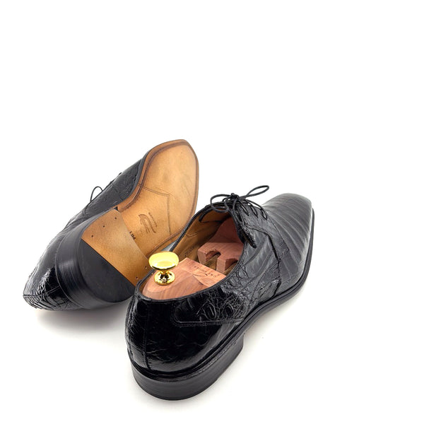 Mezlan "Beverly Hills" Crocodile Lace-Up Shoe Black