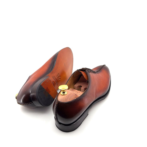 Ugo Vasare "Derrick" Burnished Calfskin Lace-Up Oxford Camel