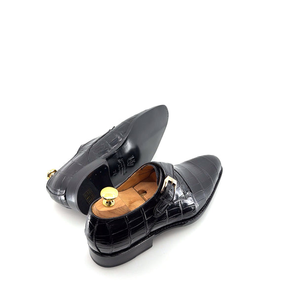 Ugo Vasare Alligator Monkstrap - Black