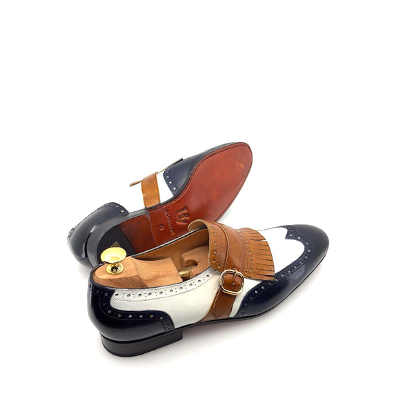 Ugo Vasare Calfskin Loafer - Navy/Camel/White