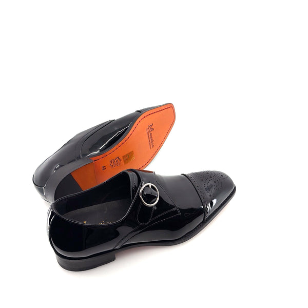 Maurice Patent Leather Monkstrap Shoe - Black