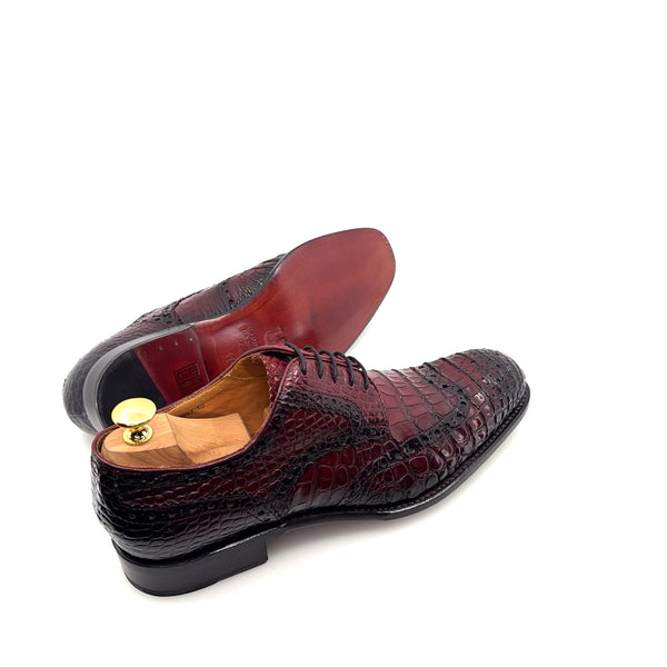 Ugo Vasare Alligator Lace-Up Oxford - Burgundy