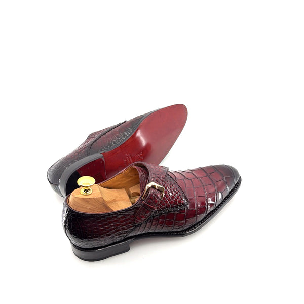 Ugo Vasare Alligator Monkstrap - Burgundy