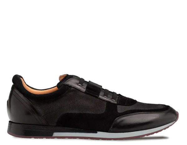 Mezlan Riumar Suede/Linen Sneaker - Black