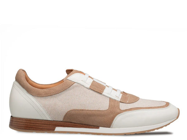 Mezlan Riumar Suede/Linen Sneaker - Bone/Sand