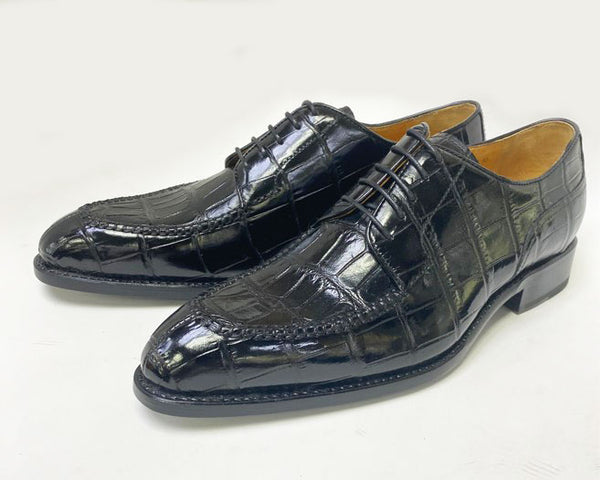 Ugo Vasare Alligator Lace-Up Shoe - Black