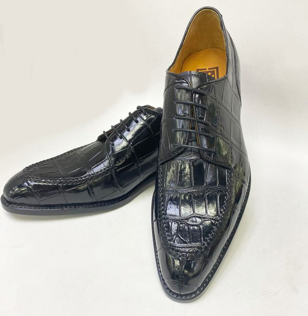 Ugo Vasare Alligator Lace-Up Shoe - Black