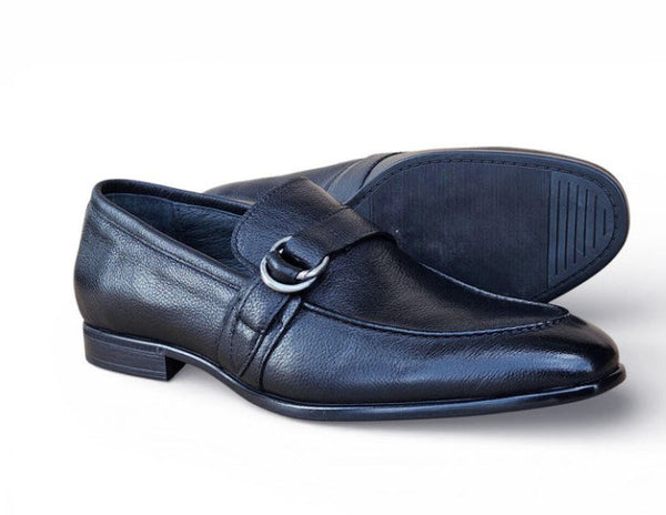 Carrucci Double D Leather Loafer - Navy