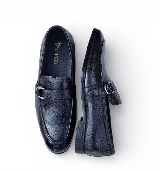 Carrucci Double D Leather Loafer - Navy