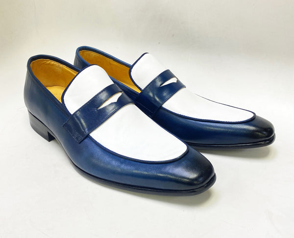 Maurice Calfskin Spectator Loafer - Navy/White