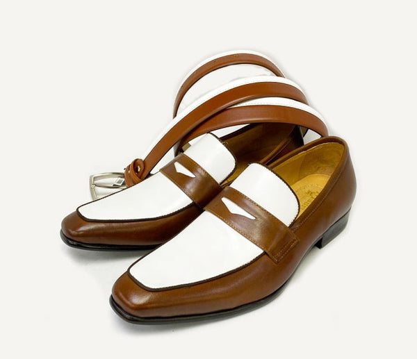 Maurice Calfskin Spectator Loafer - Tan/Bone