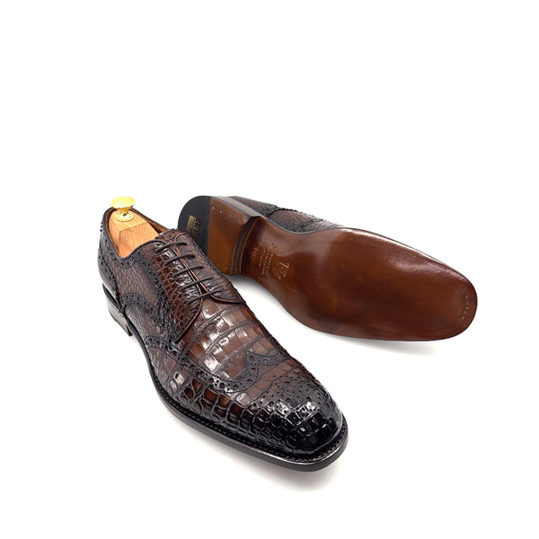 Ugo Vasare Alligator Lace-Up Oxford - Brown