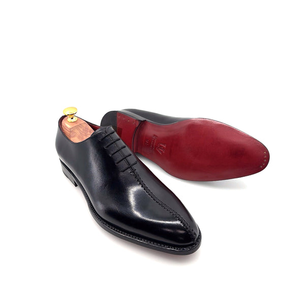 Ugo Vasare "Derrick" Burnished Calfskin Lace-Up Oxford Black
