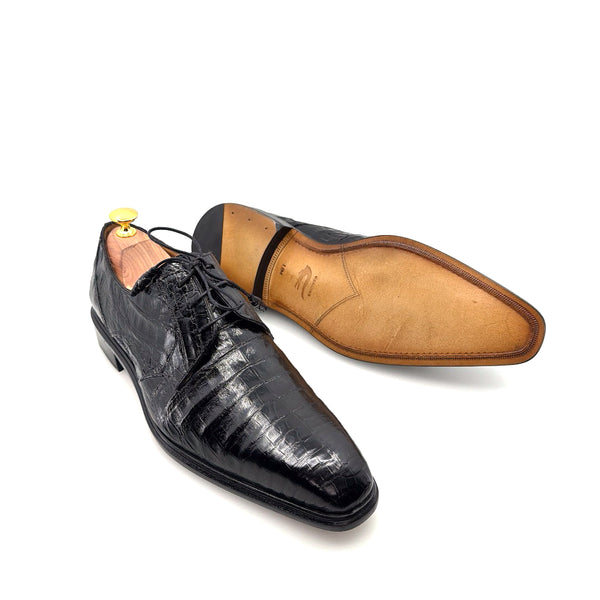 Mezlan "Beverly Hills" Crocodile Lace-Up Shoe Black
