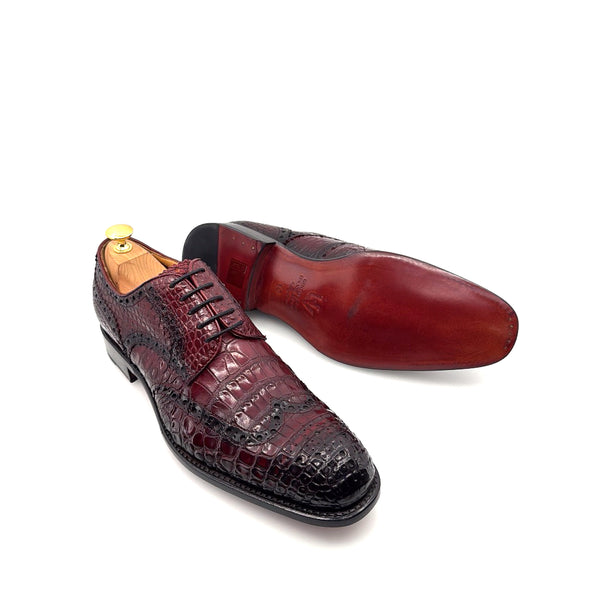 Ugo Vasare Alligator Lace-Up Oxford - Burgundy