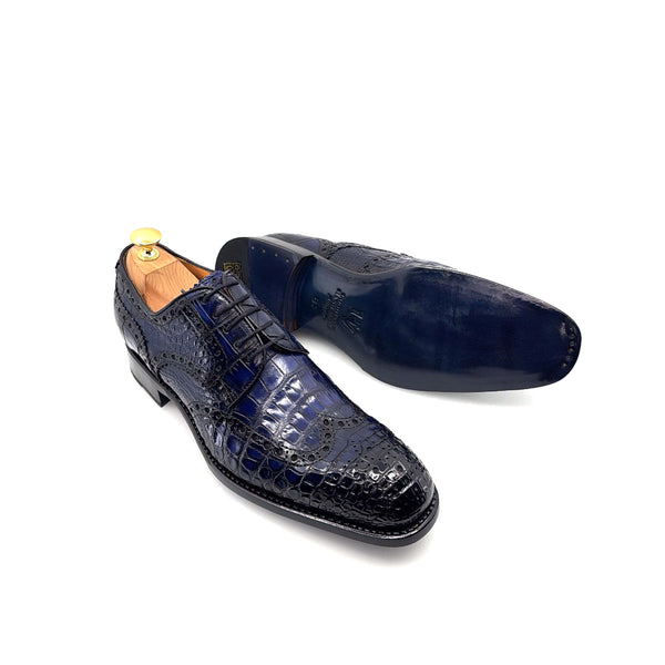 Ugo Vasare Alligator Lace-Up Oxford - Blue
