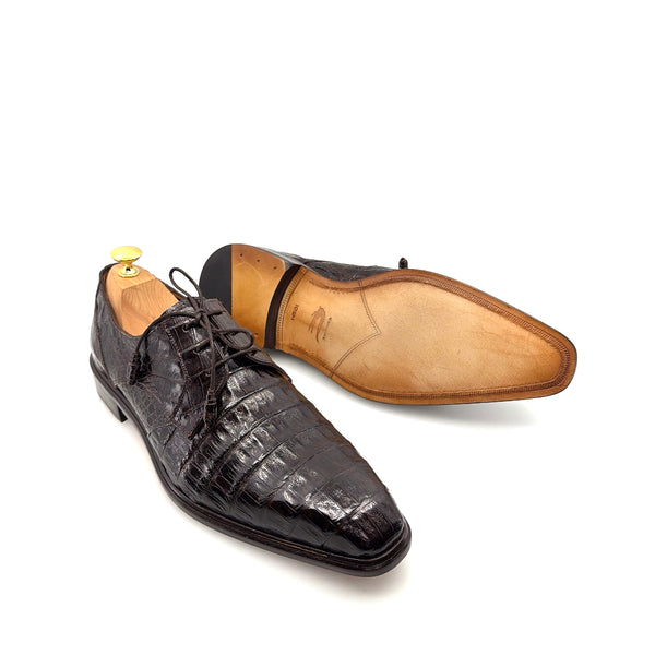 Mezlan "Beverly Hills" Crocodile Lace-Up Shoe Brown