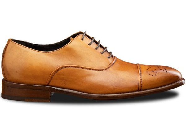 Toscana Cap-Toe Leather Shoe - Caramel