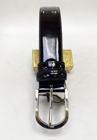C Collection Patent Leather Belt - Brown