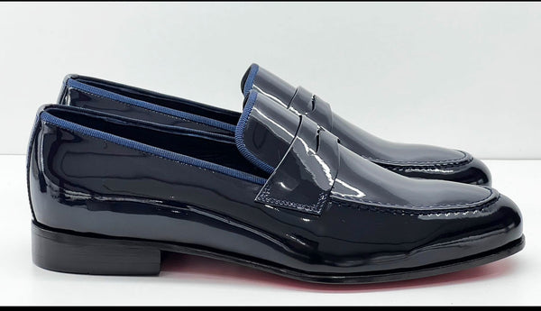 C Collection Patent Leather Penny Loafer - Navy