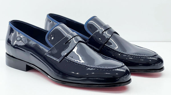 C Collection Patent Leather Penny Loafer - Navy