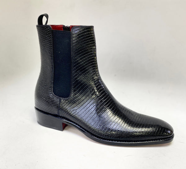 Ugo Vasare Lizard Leather Boot - Black