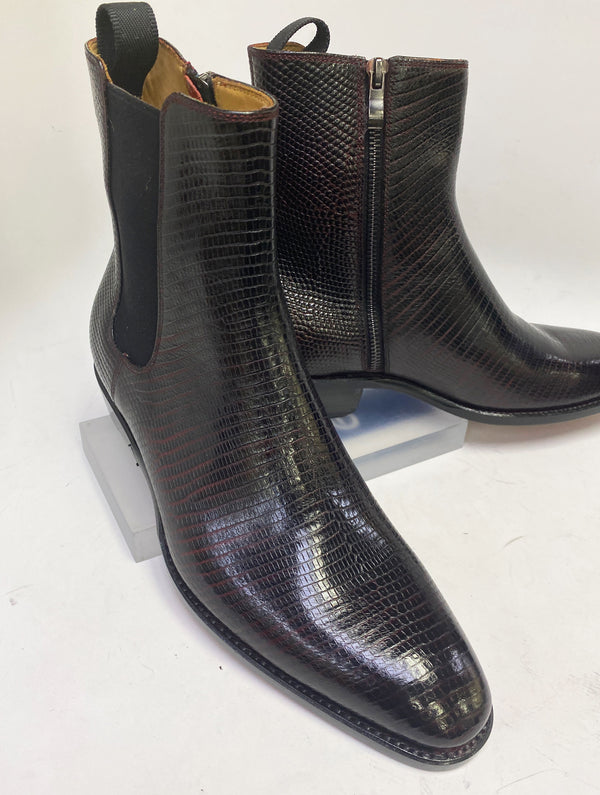 Ugo Vasare Lizard Leather Boot - Burgundy