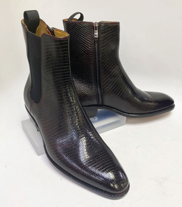 Ugo Vasare Lizard Leather Boot - Burgundy
