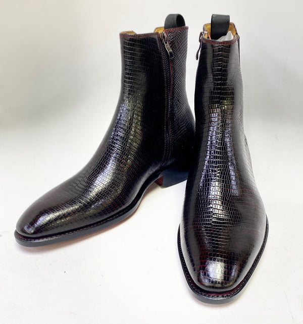 Ugo Vasare Lizard Leather Boot - Burgundy