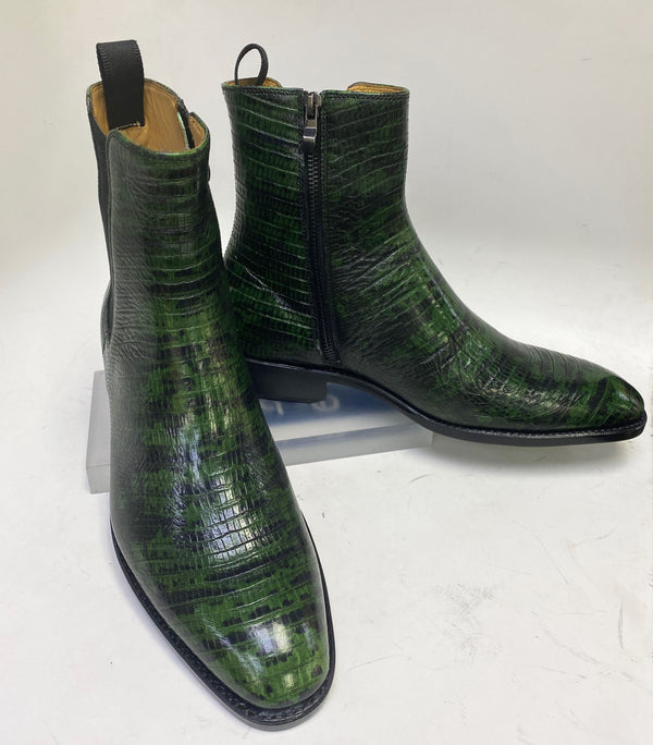Ugo Vasare Lizard Leather Boot - Green