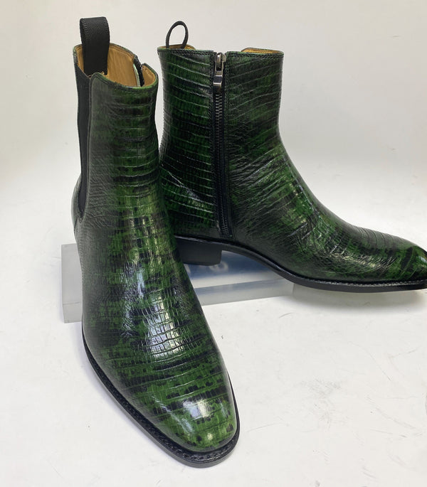 Ugo Vasare Lizard Leather Boot - Green