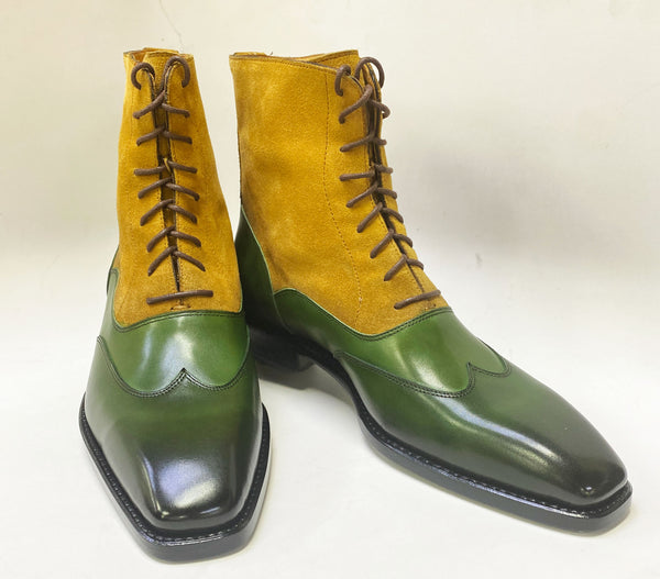 Ugo Vasare Burnished Leather Boot - Green/Tan