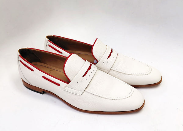 C Collection Deerskin Loafer - Bone/Red