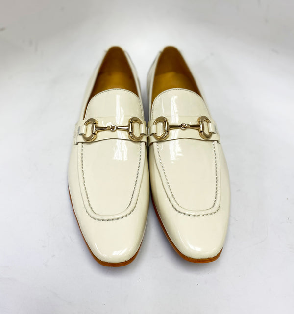 Maurice Patent Leather Belt - Bone
