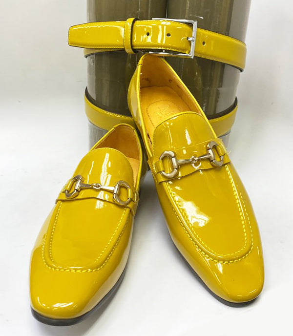 Maurice Patent Leather Belt - Mustard