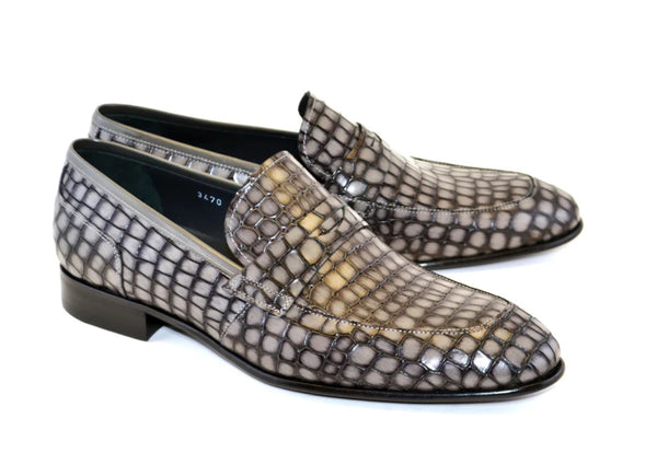 Corrente Calfskin Penny Loafer - Grey