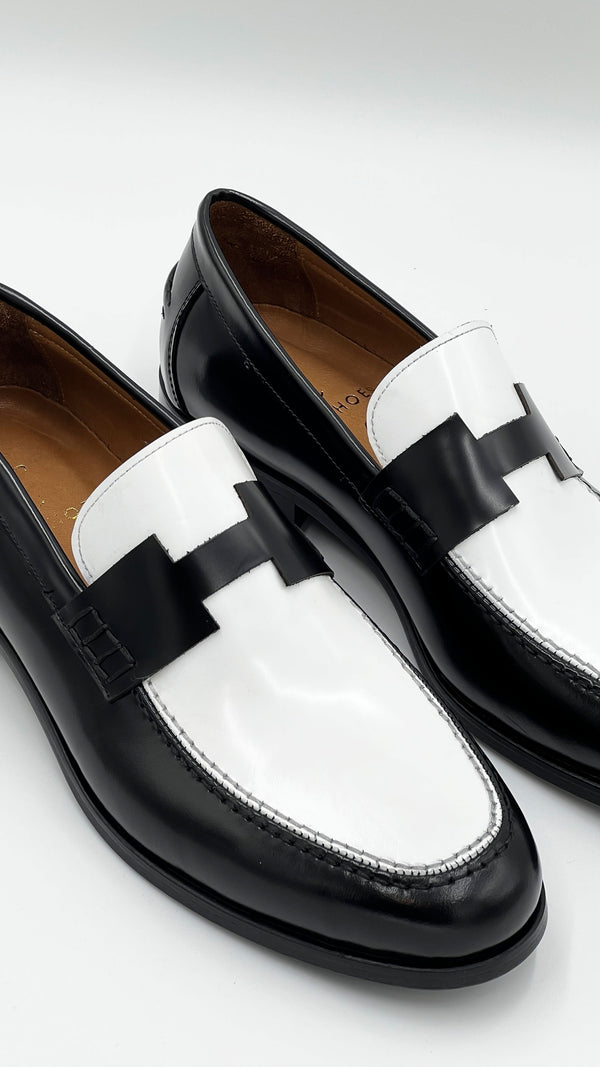 C Collection Nappa Leather Loafer - Black/White