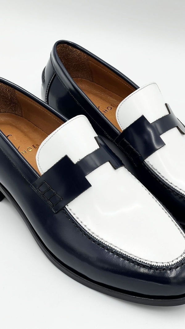 C Collection Nappa Leather Loafer - Navy/White