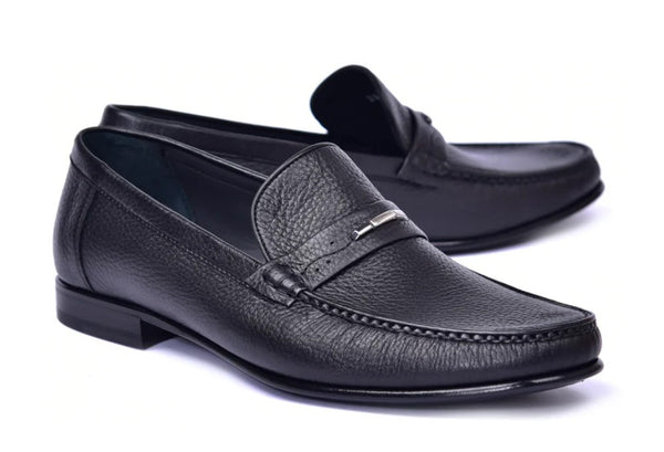 Corrente Deerskin Slip-On Loafer - Black