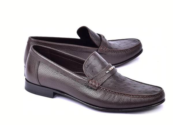 Corrente Ostrich Deerskin Loafer - Brown