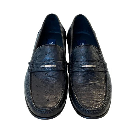 Corrente Ostrich Deerskin Loafer - Black