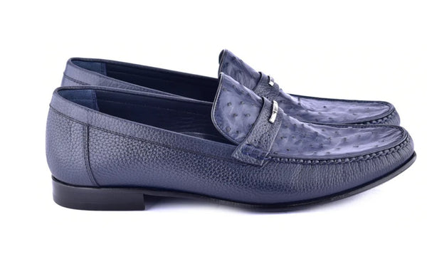Corrente Ostrich Deerskin Loafer - Blue