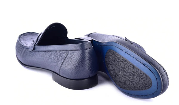 Corrente Ostrich Deerskin Loafer - Blue