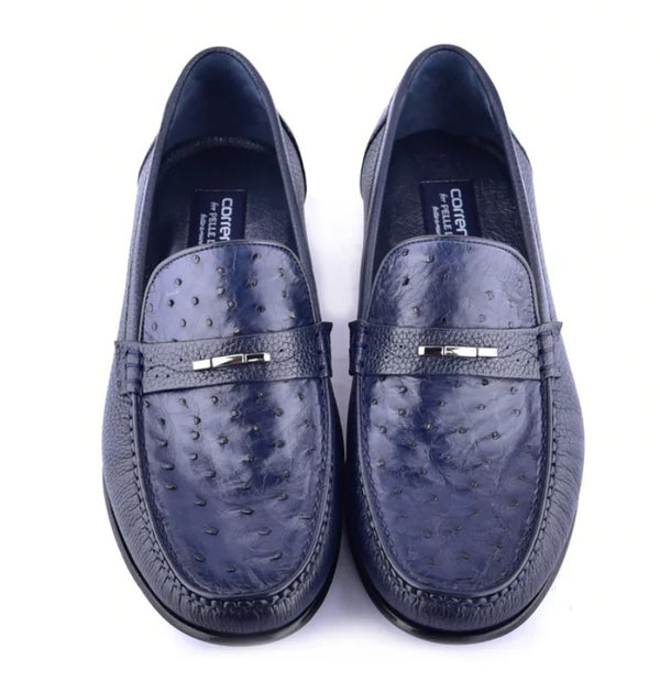 Corrente Ostrich Deerskin Loafer - Blue