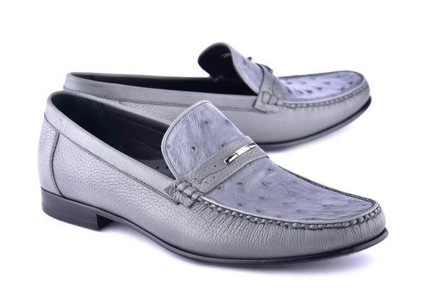 Corrente Ostrich Deerskin Loafer - Grey