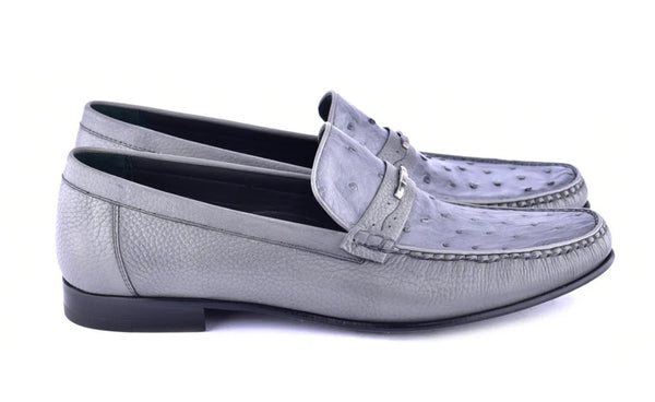 Corrente Ostrich Deerskin Loafer - Grey