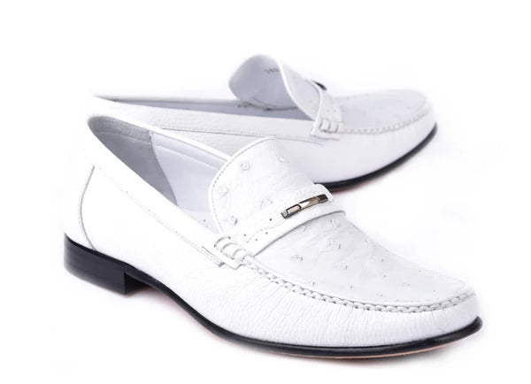 Corrente Ostrich Deerskin Loafer - White