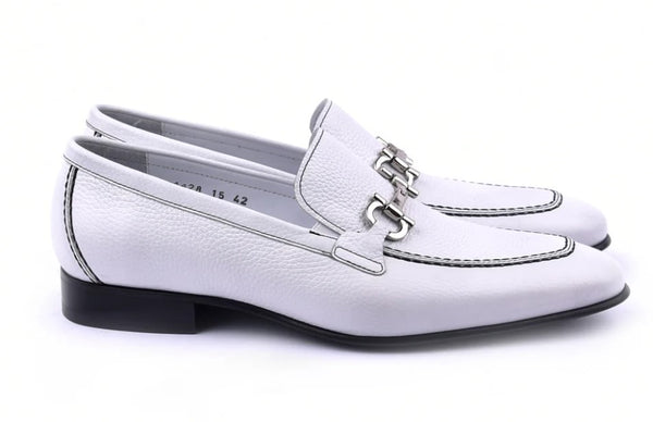 Corrente Grain Leather Loafer - Electric White
